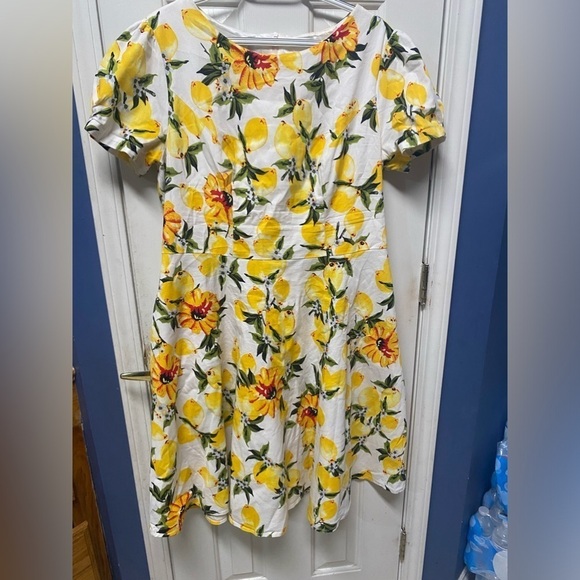 Women's 1950s Vintage Wrap swoop Neck Half Sleeve Retro Cocktail Swing Dress 3XL - Picture 2 of 10